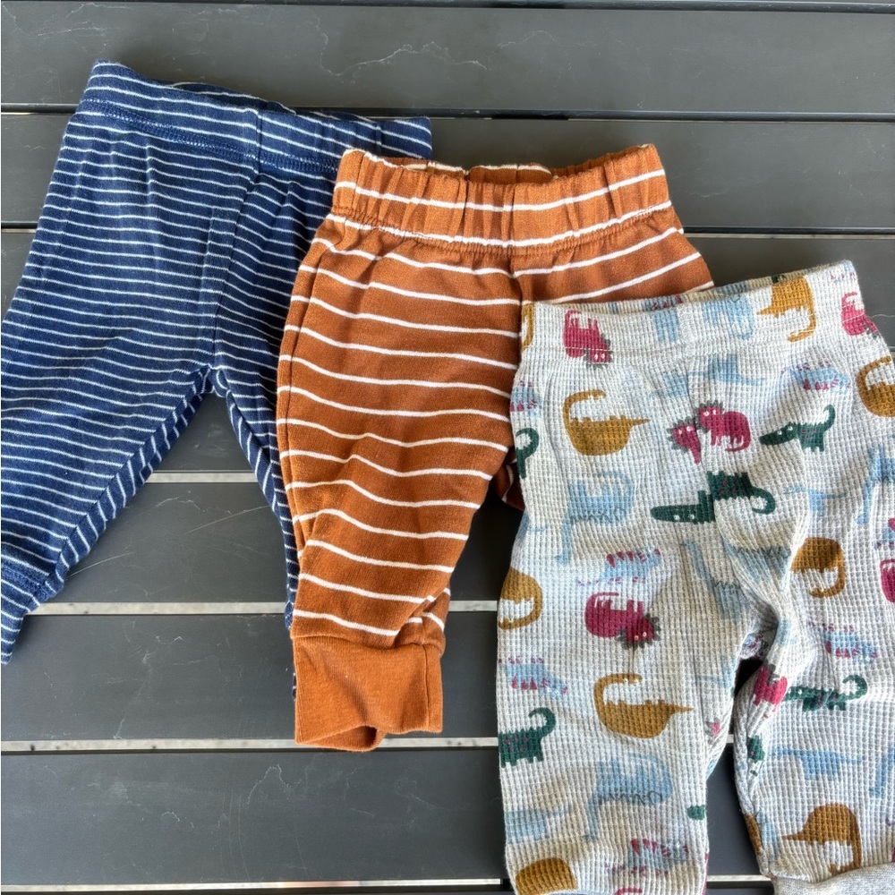 Carter's Blue, Orange, and Multicolor Baby Pants Trio